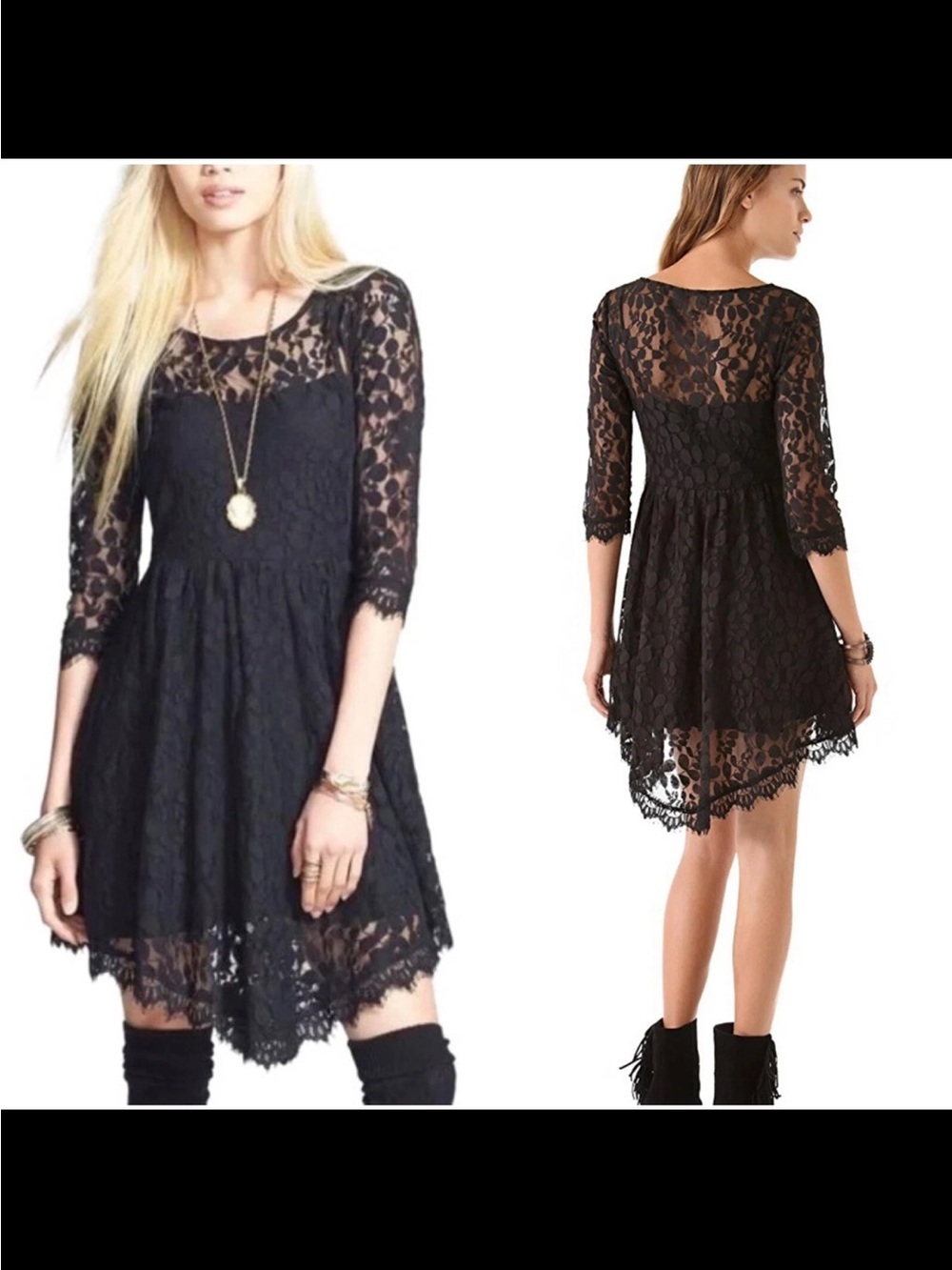 Free People Black Lace Fit & Flare Dress